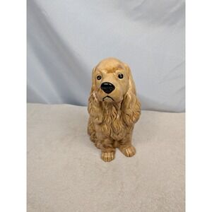 Vintage DAW Ceramic‎ Cocker Spaniel Dog Figurine Statue 9" Golden Tan Pottery